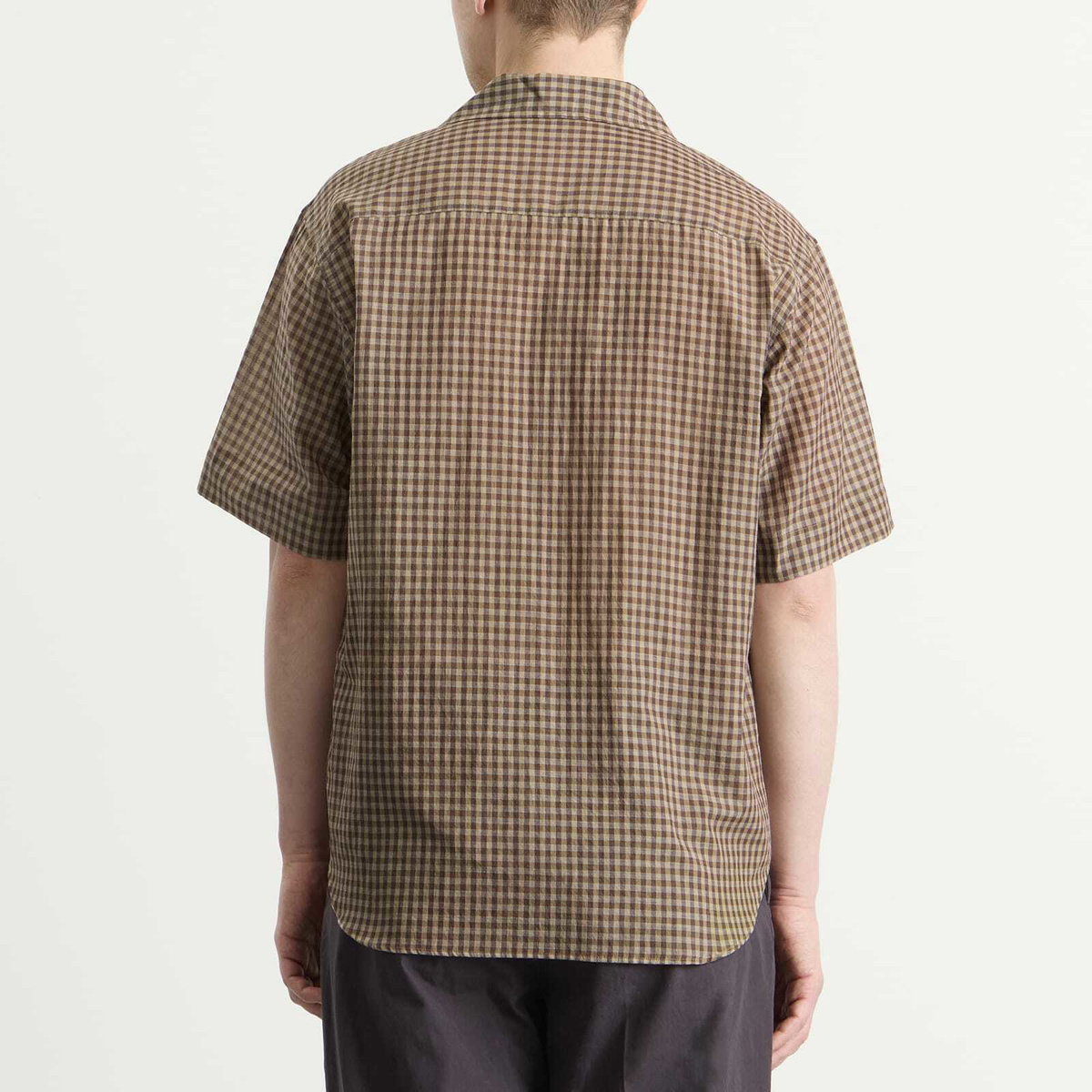 Auralee Men's Airy Light Cotton Check Shirt in Brown Gingham Check