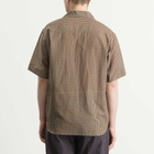 Auralee Men's Airy Light Cotton Check Shirt in Brown Gingham Check