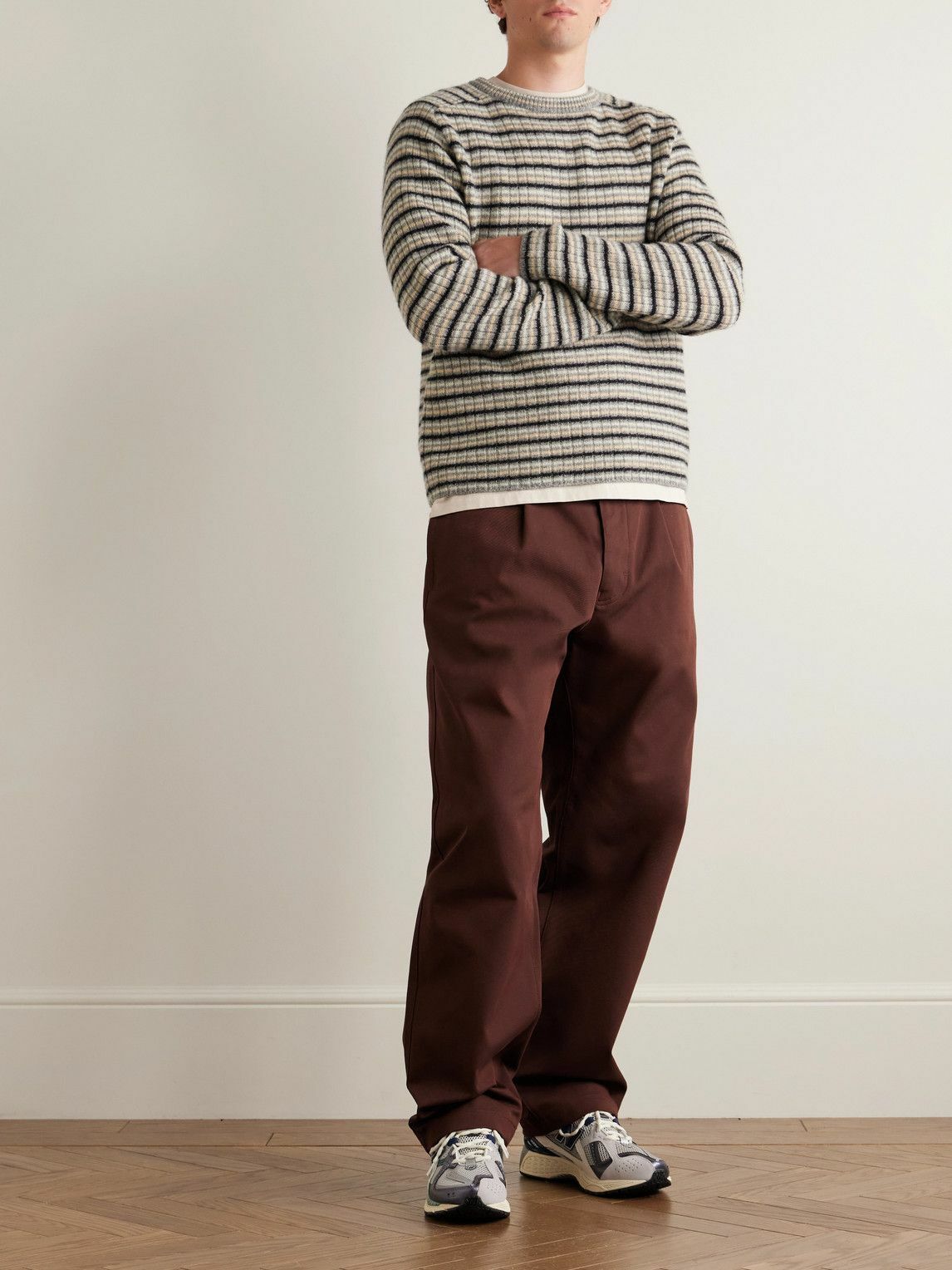 Stone Island - Marina Wide-Leg Belted Pleated Cotton-Blend Gabardine Trousers - Brown