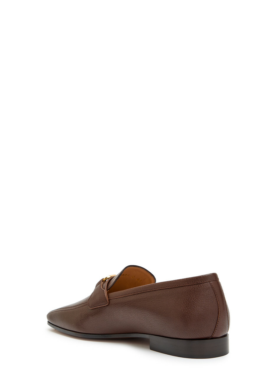 Valentino Garavani Vlogo Grained Leather Loafers Brown