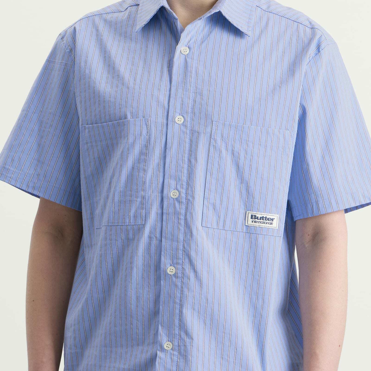 Butter Goods Men's Vertical Stripe Shirt in Sky Blue