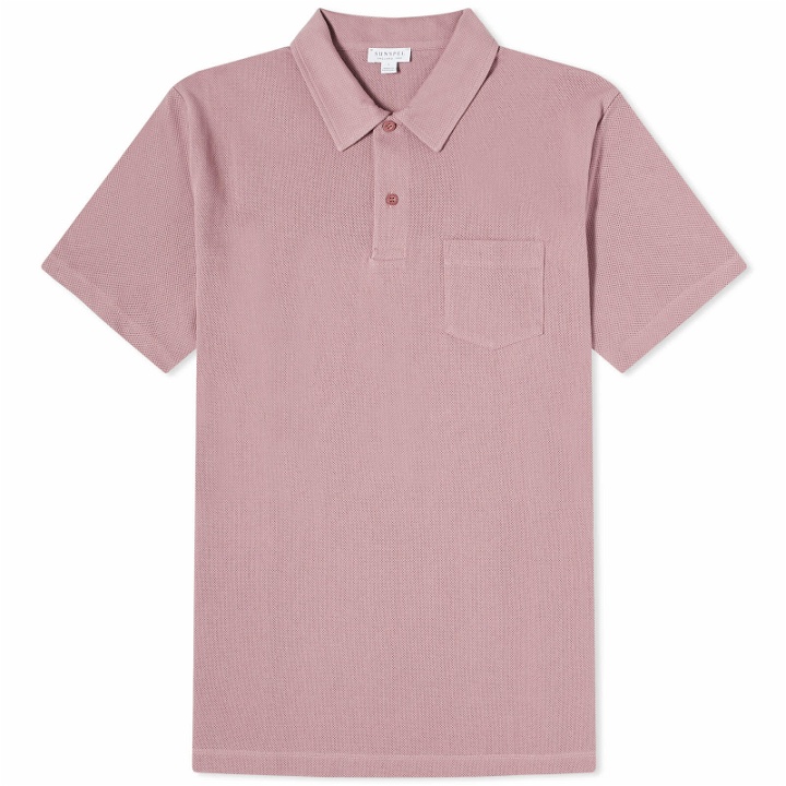 Photo: Sunspel Men's Riviera Polo Shirt in Vintage Pink