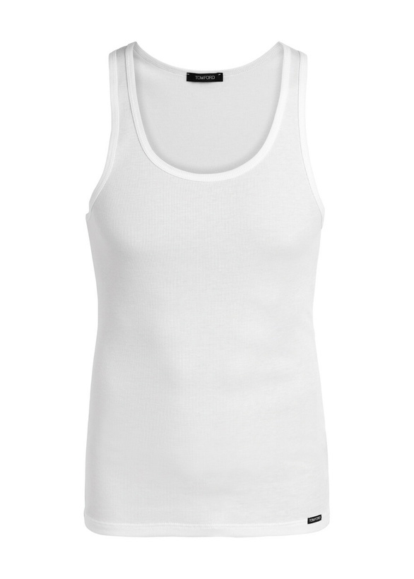 Photo: Tom Ford Ribbed Logo Jersey Tank White