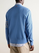 Thom Browne - Logo-Appliquéd Striped Cotton-Piqué Cardigan - Blue