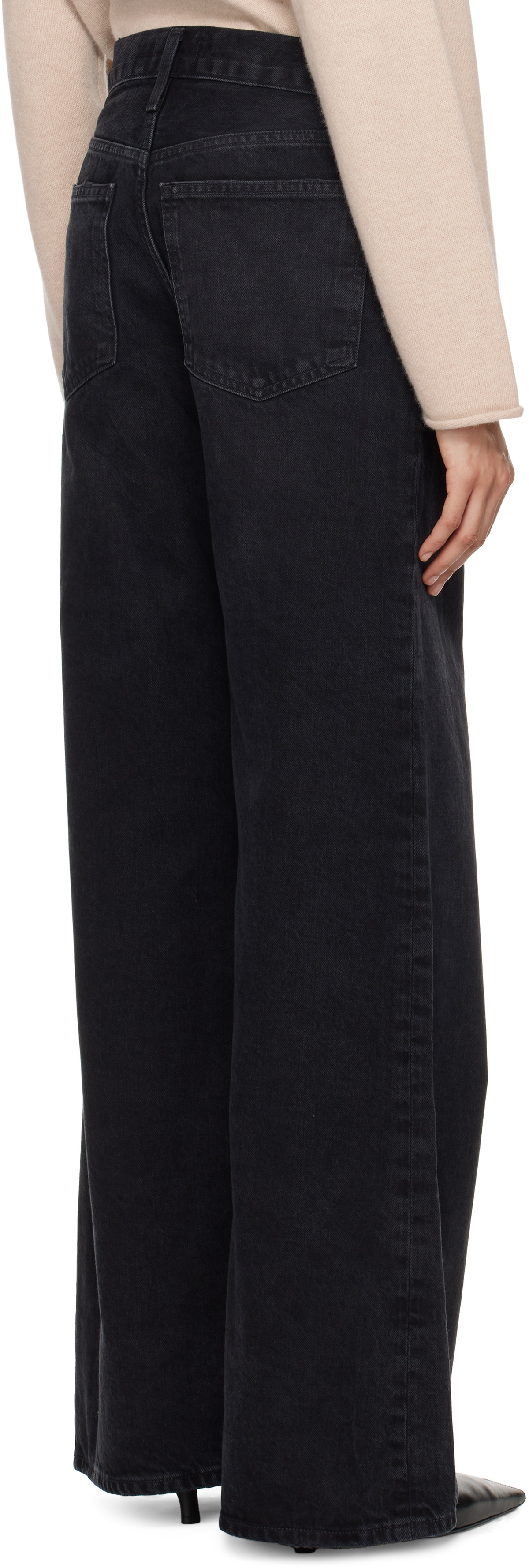 AGOLDE Black Clara Low Rise Baggy Flare Jeans