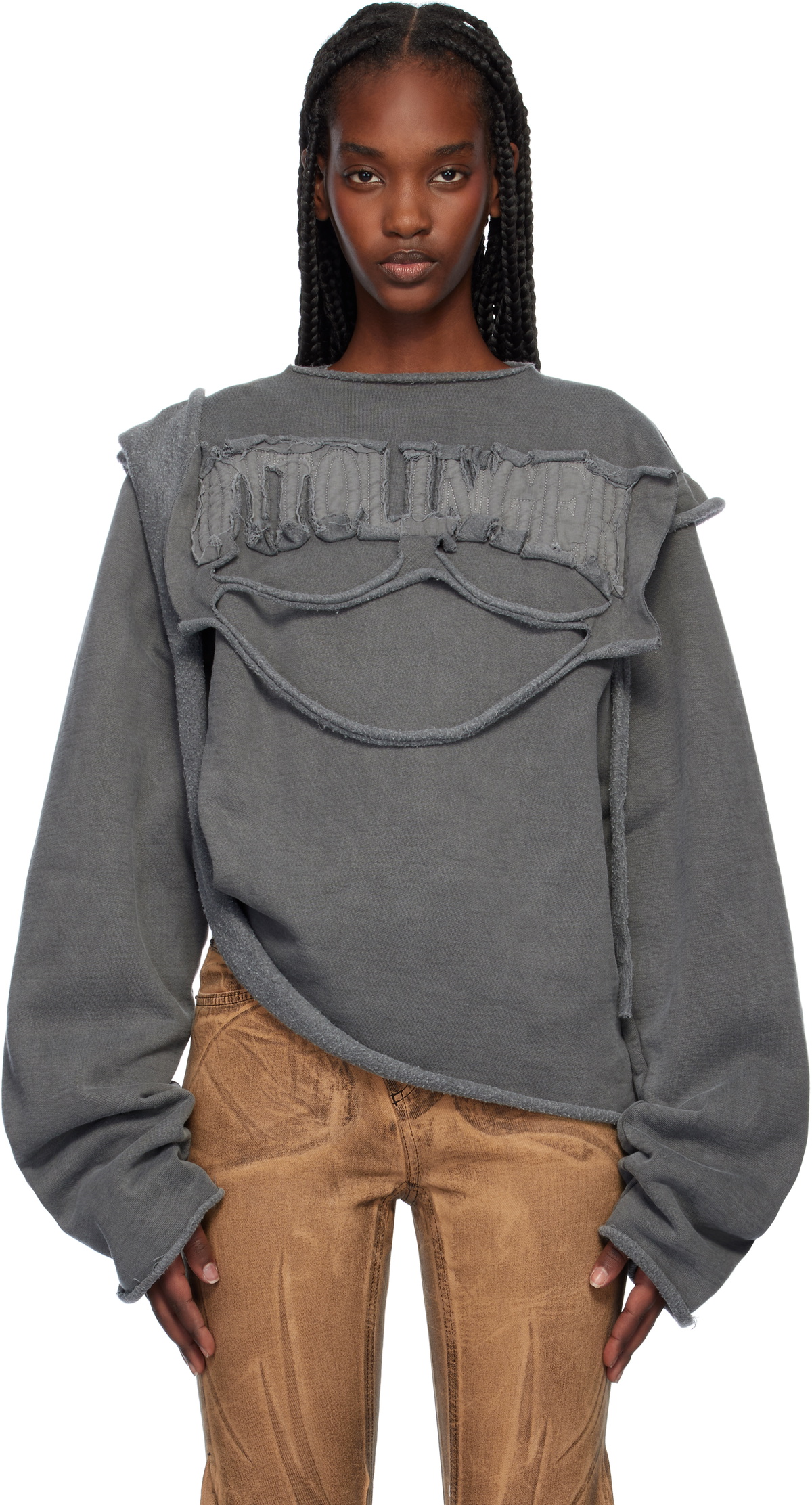 Ottolinger Black Drape Crewneck Sweatshirt Ottolinger