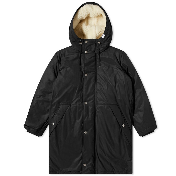 Photo: A.P.C. Men's Hector Faux Shearling Lined Parka Jacket in Black