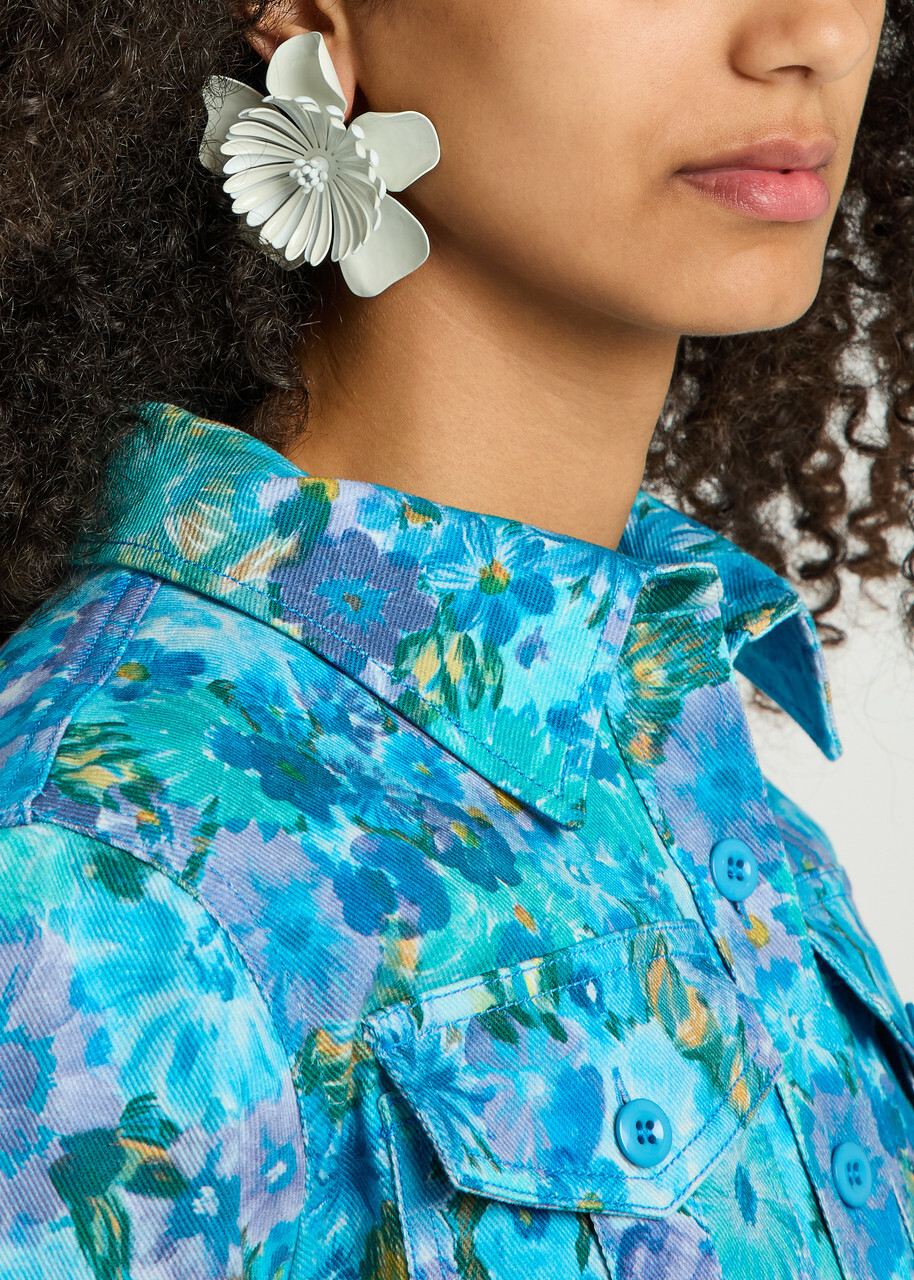 Chloe The Chloé Bloom Enamelled Clip-on Drop Earrings - White - One Size