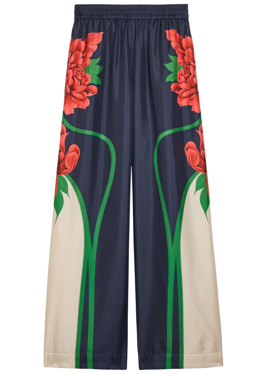 LA Double J Printed Wide-leg Silk Trousers Multicoloured