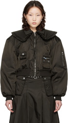 GANNI Brown Duchesse Nylon Bomber Jacket