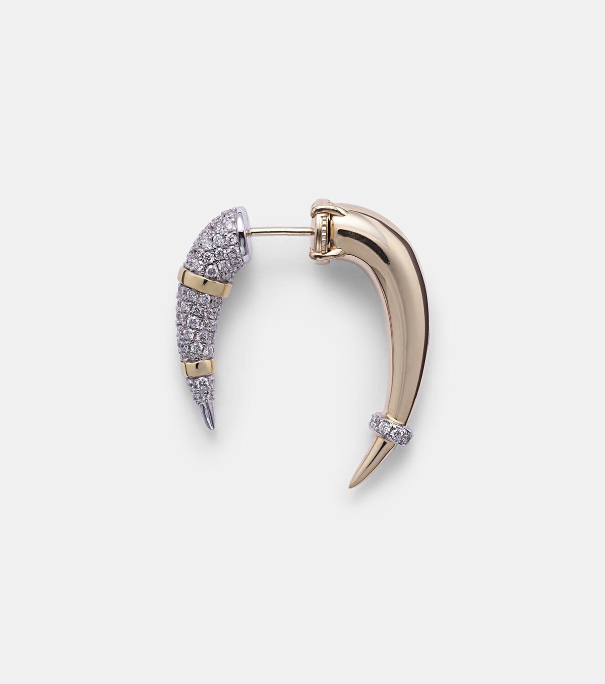 Rainbow K Horn 14kt gold single earring with diamonds