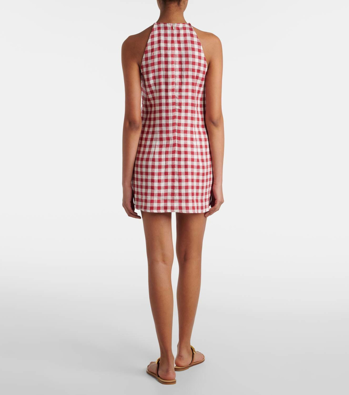 Asceno Antiqua gingham linen minidress