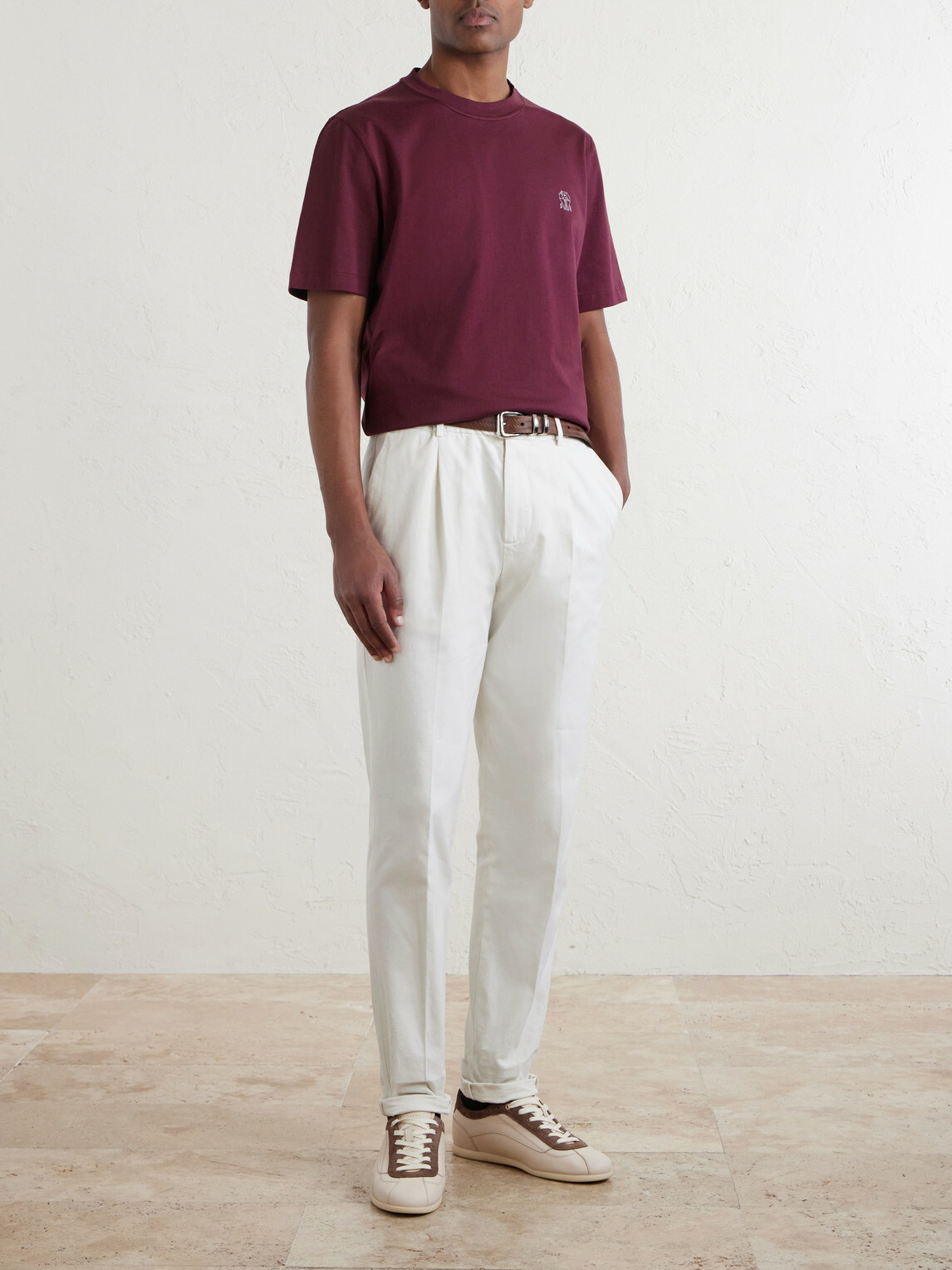 Brunello Cucinelli - Logo-Print Cotton-Jersey T-Shirt - Burgundy