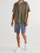 James Perse - Garment-Dyed Cotton-Blend Poplin Cargo Shorts - Blue