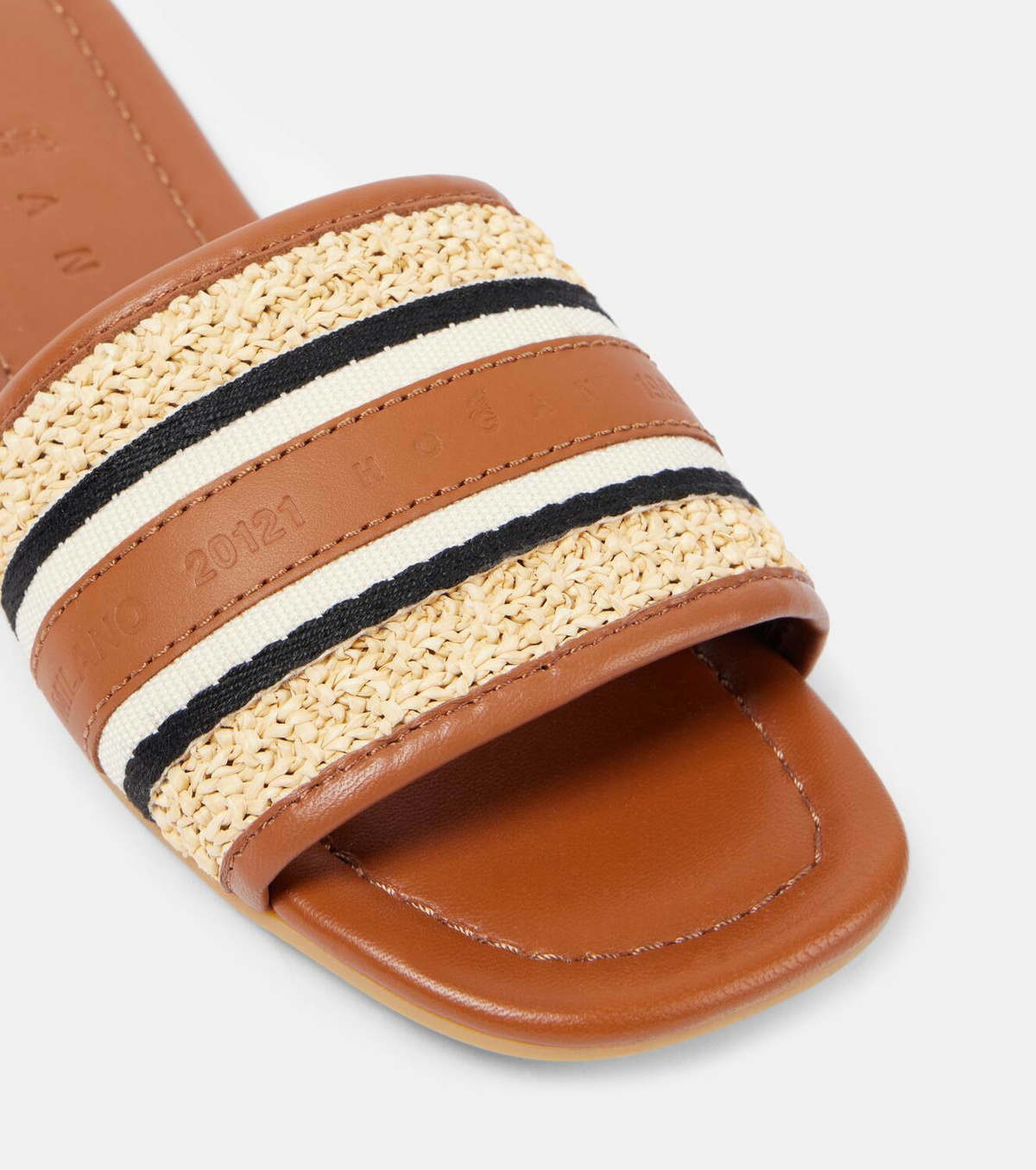 Hogan Striped leather-trimmed slides