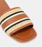Hogan Striped leather-trimmed slides