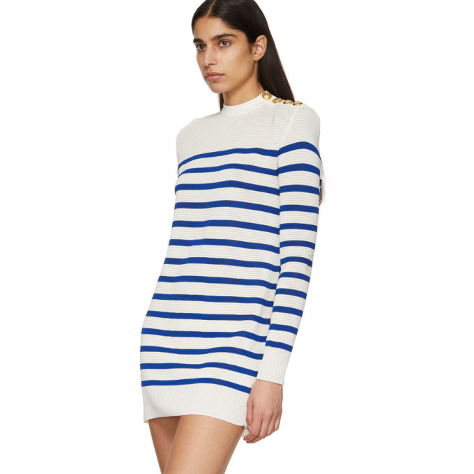 balmain blue and white dress Balmain
