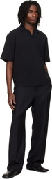 Solid Homme Black Knit Collared Short-Sleeve Polo