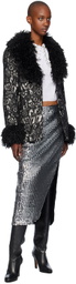 Anna Sui Silver Ruched Midi Skirt