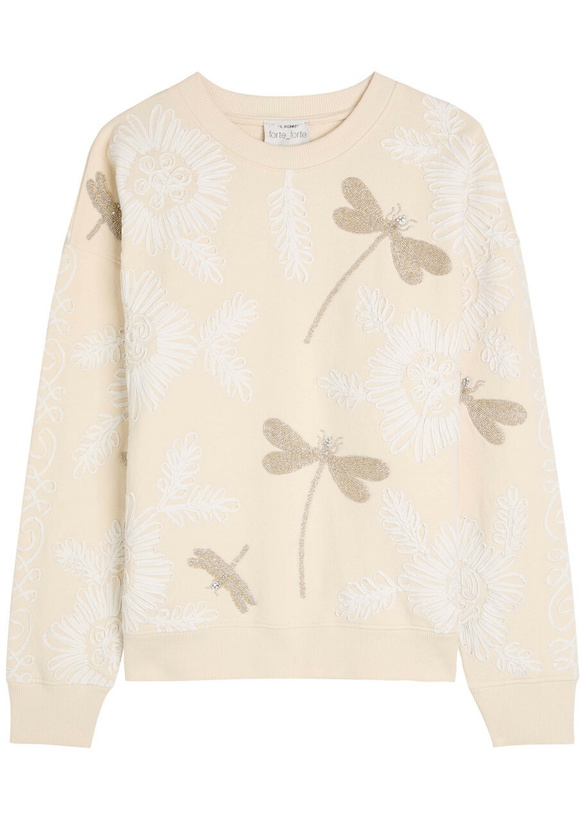 Photo: Forte_forte Embellished Stretch-cotton Sweatshirt Cream