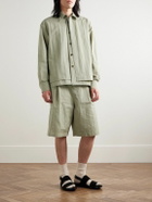 LE 17 SEPTEMBRE - Straight-Leg Pleated Nylon and Cotton-Blend Twill Bermuda Shorts - Green