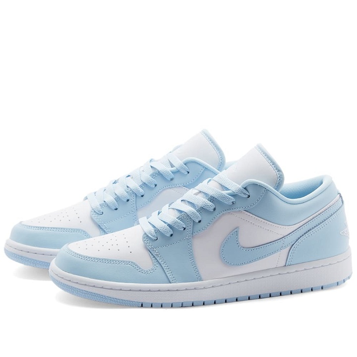 Photo: Air Jordan 1 Low Sneakers in White/Ice Blue