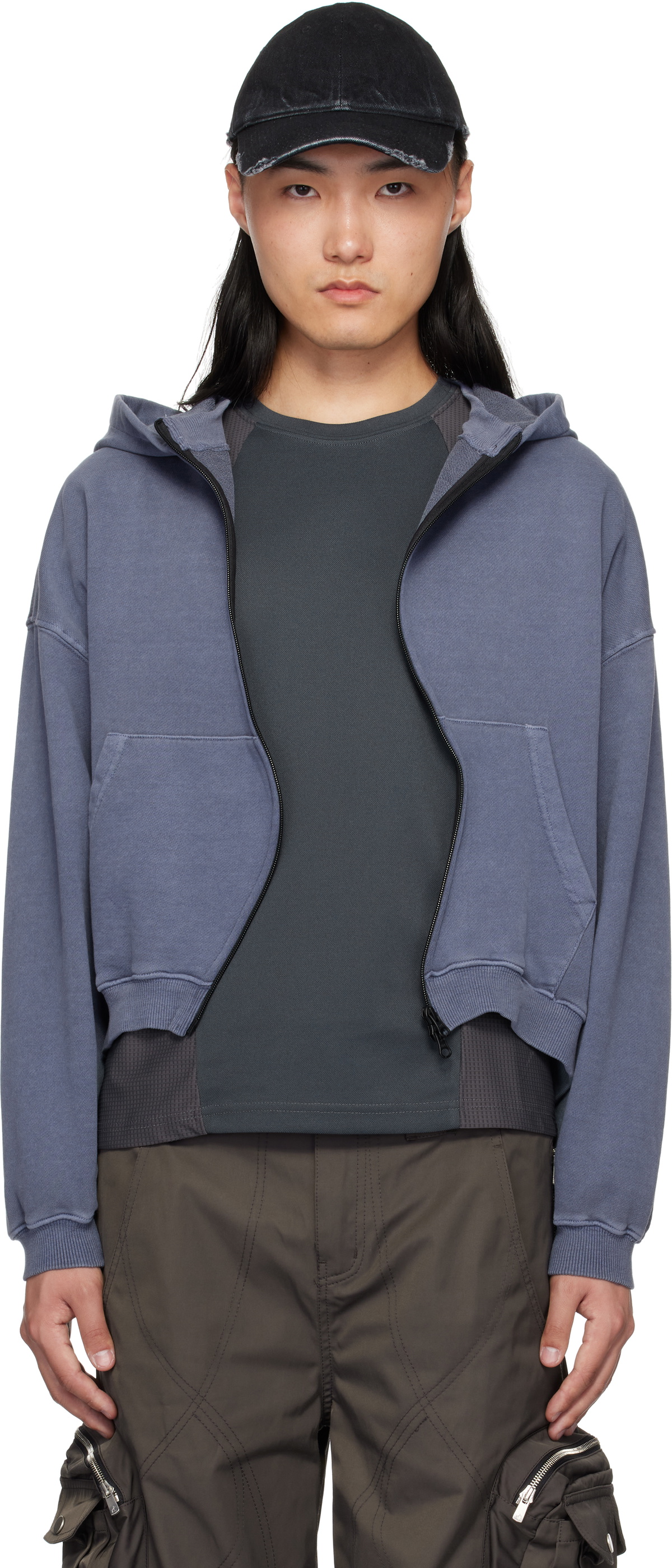 FFFPOSTALSERVICE Black Curved Zip-Up Hoodie FFFPOSTALSERVICE