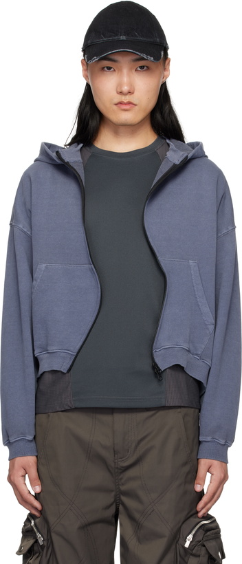 Photo: FFFPOSTALSERVICE Navy Round Hem Curved Zip-Up Hoodie
