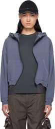 FFFPOSTALSERVICE Navy Round Hem Curved Zip-Up Hoodie