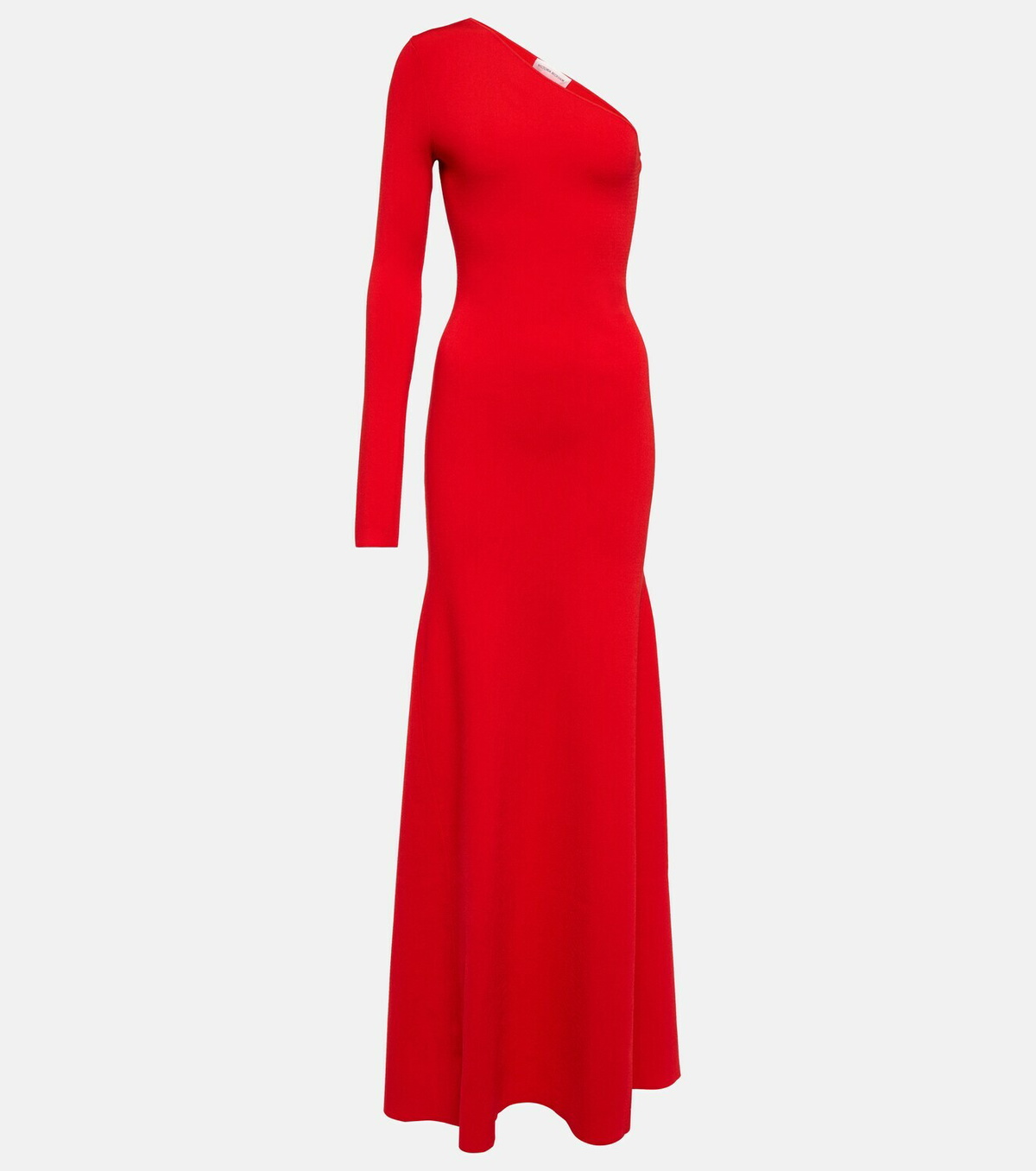 open lace back dress Nevaeh One Shoulder Crepe Maxi Bridesmaid Dress
