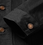 Saint Laurent - Leather-Trimmed Denim Jacket - Men - Black