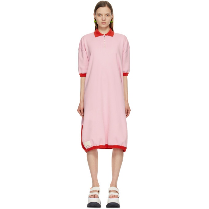 Photo: Sunnei Pink and Red Knit Polo Dress