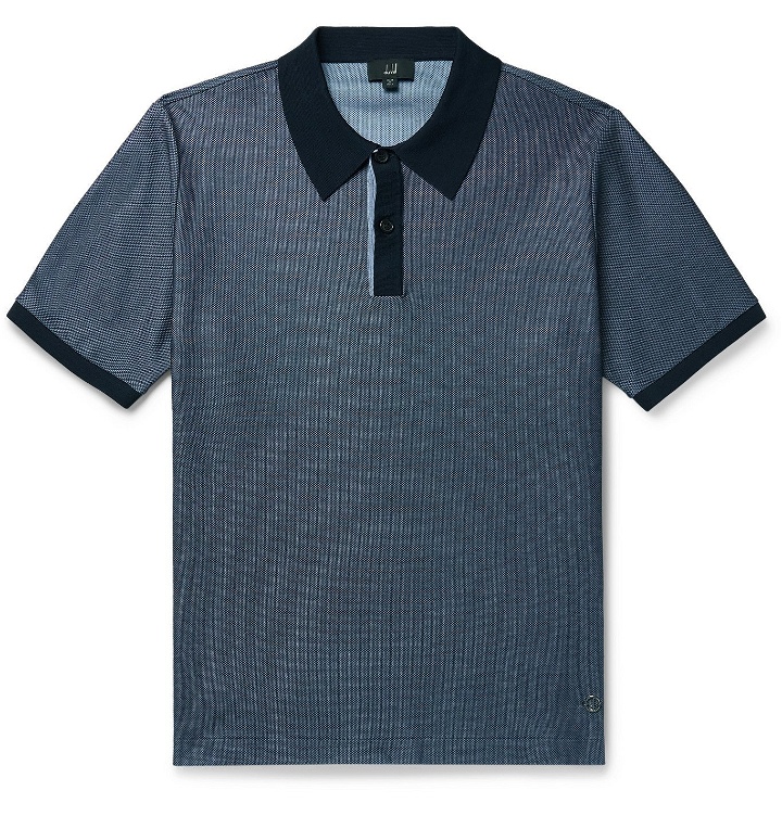 Photo: Dunhill - Colour-Block Cotton-Piqué Polo Shirt - Blue