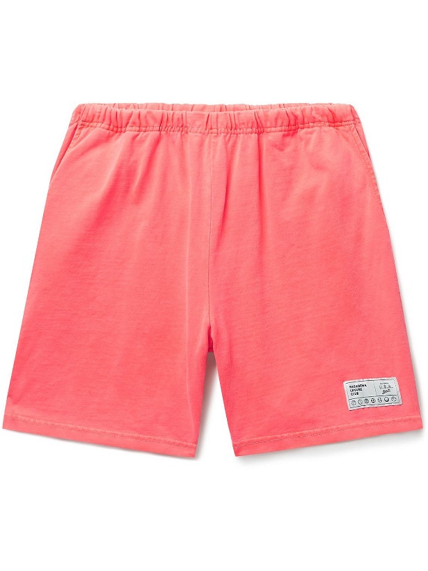 Photo: Pasadena Leisure Club - Leisure Straight-Leg Logo-Appliquéd Cotton-Jersey Shorts - Orange