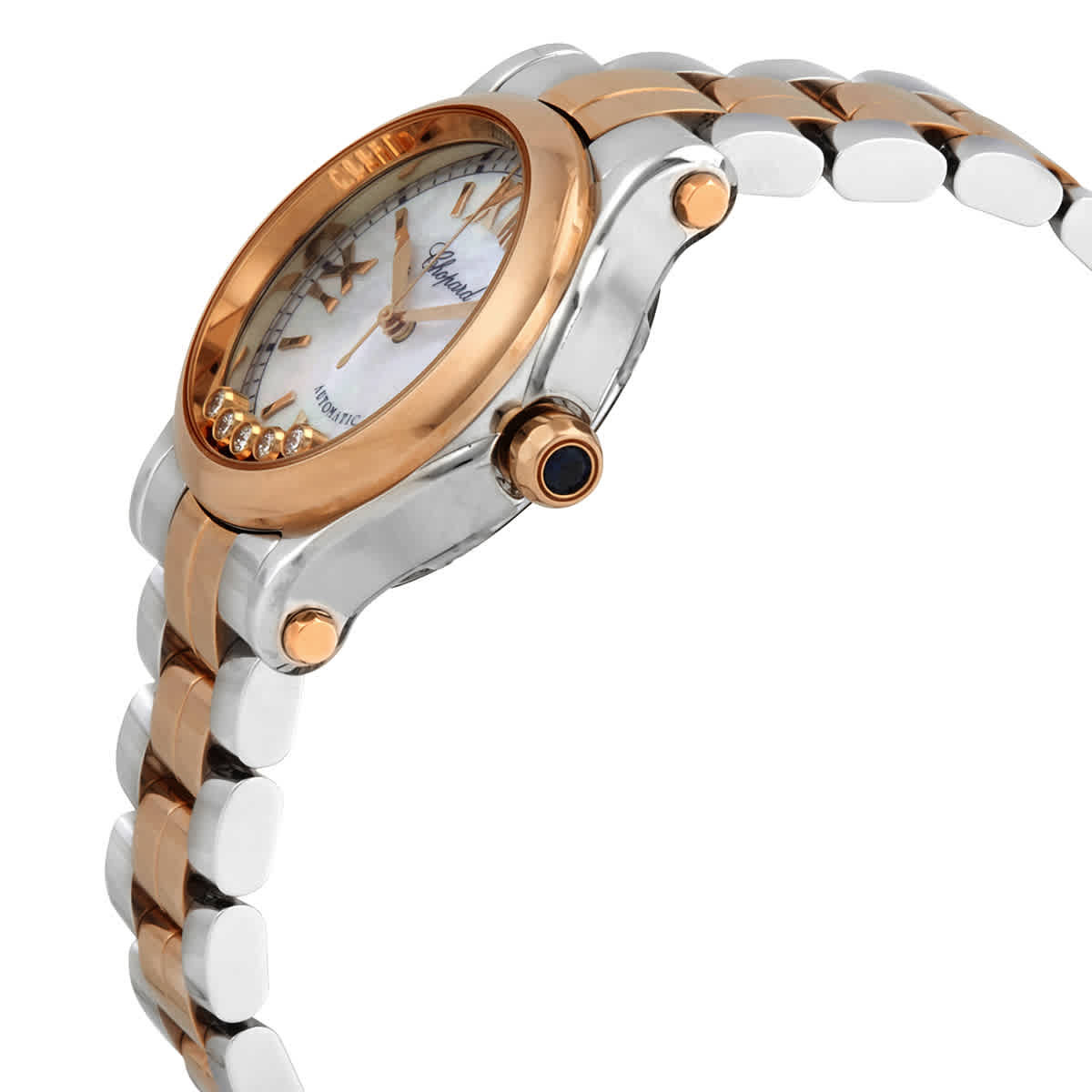 Chopard Happy Sport Automatic 18kt Rose Gold & Stainless Steel & Diamonds Ladies Watch 278573-6019