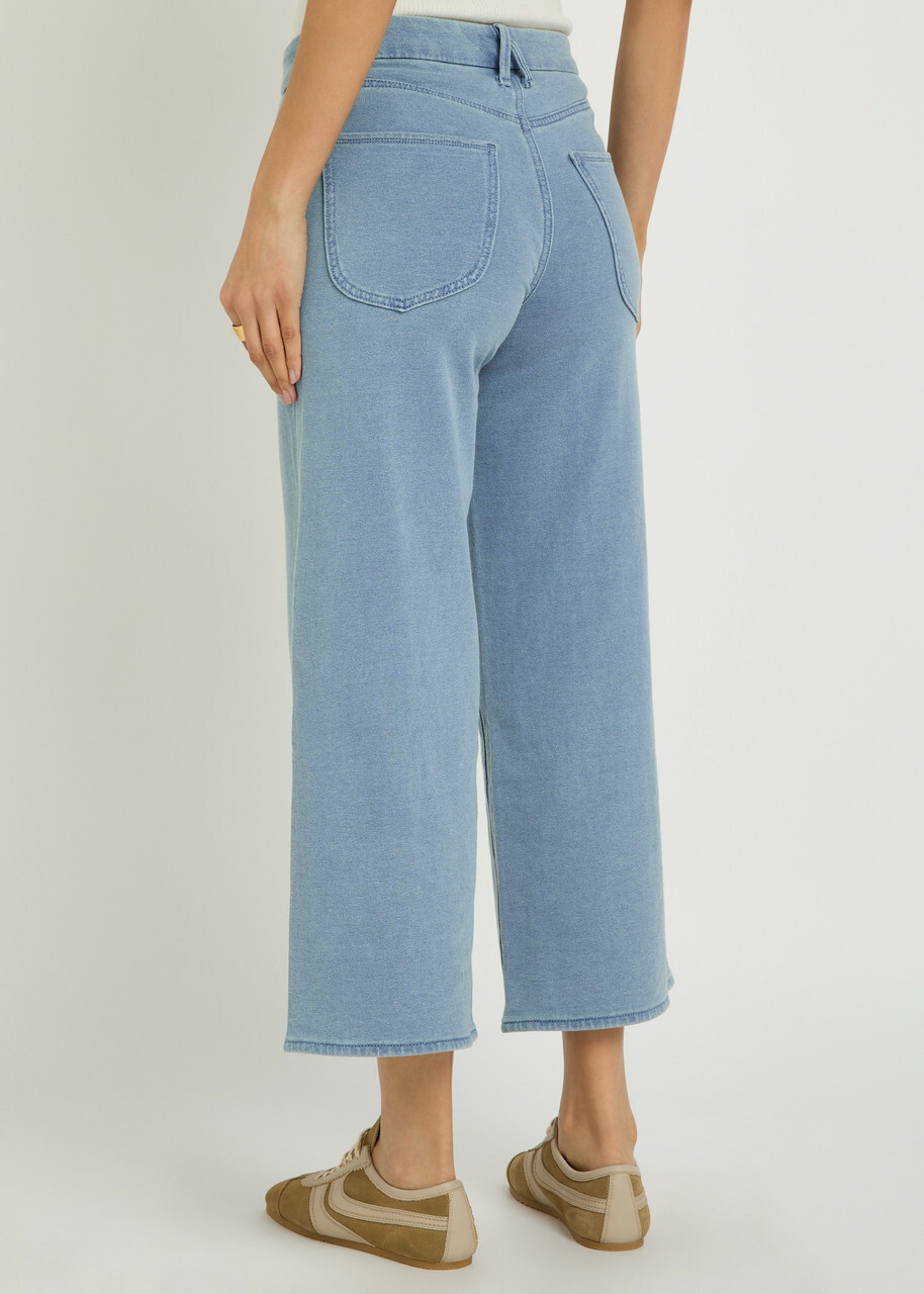 Good American Jeanius Cropped Wide-leg Trousers Light Blue