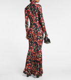 Norma Kamali Floral-printed fishtail jersey gown