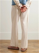Kartik Research - Embellished Pleated Cotton Straight-Leg Trousers - Neutrals