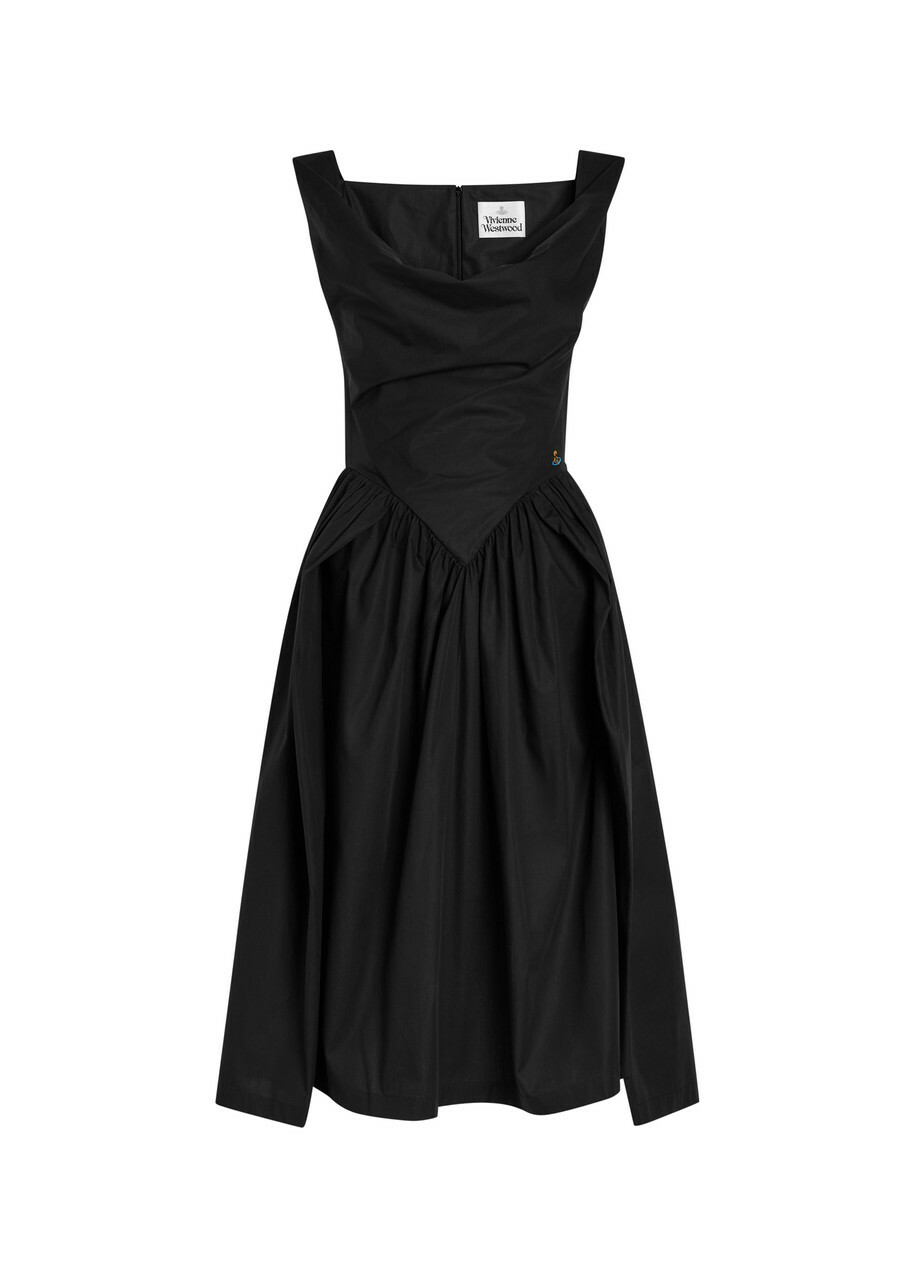 Vivienne Westwood Sunday Logo-embroidered Cotton-poplin Midi Dress Black
