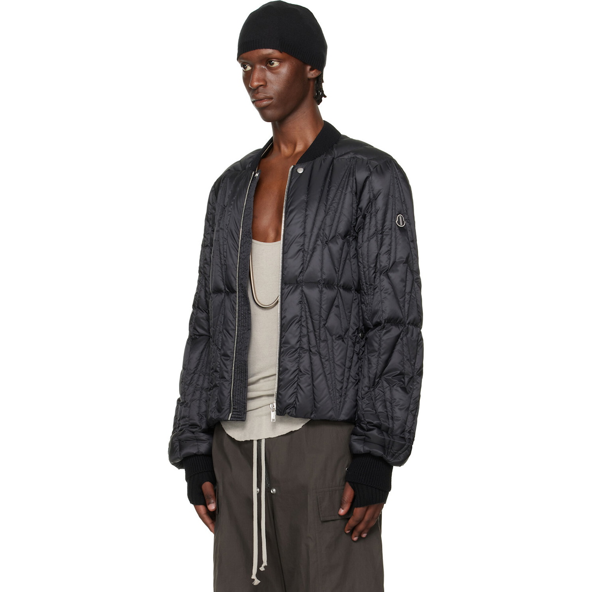 Rick Owens Moncler + Rick Owens Black Geocamo Flight Down Jacket