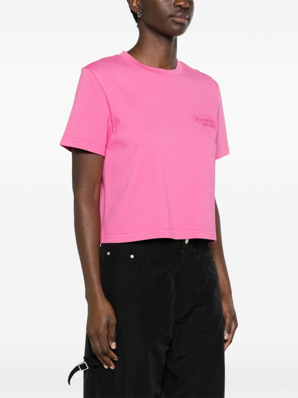 Tシャツ・カットソー MISSONI Embroidered Cotton T-Shirt Missoni Pink Logo-Embroidered Cotton T-Shirt Missoni
