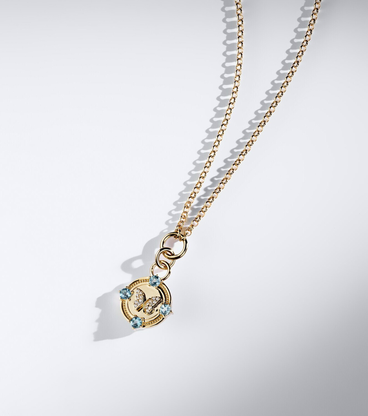 FoundRae Reverie 18kt gold pendant necklace with diamonds and topaz
