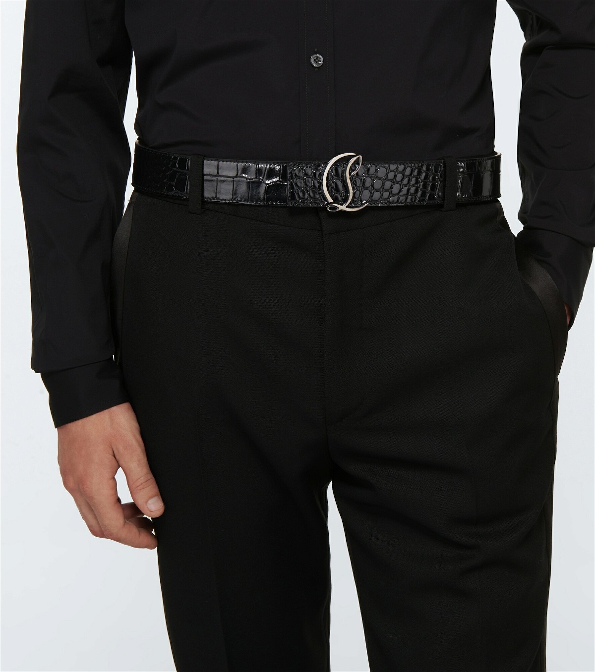 Christian Louboutin Blaster Mini Leather Belt Bag - Grey Waist