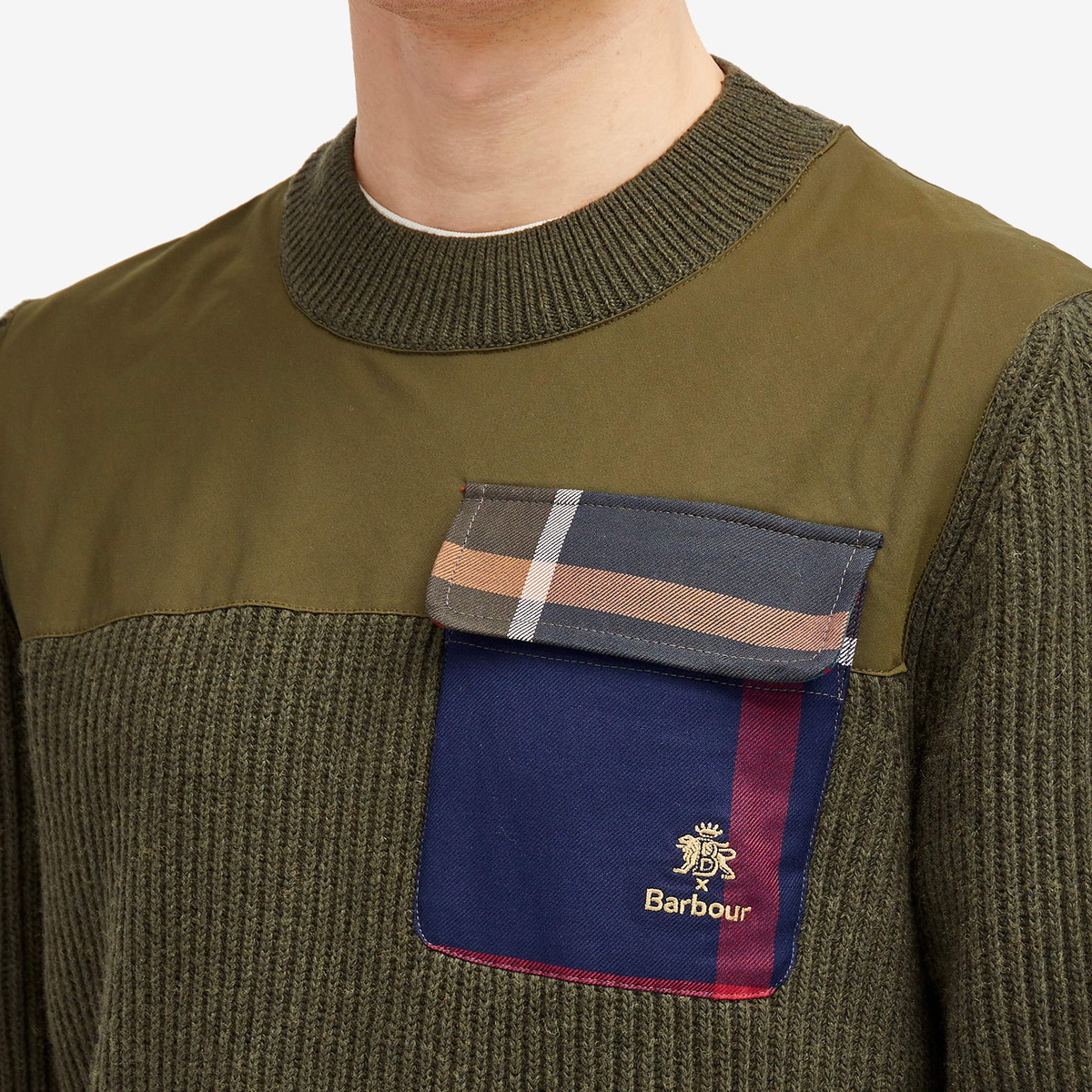 Barbour Men's x Baracuta Miller Crew Knit Jumper in Olive