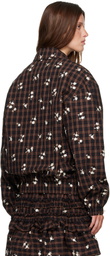 GANNI Brown Printed Check Bomber Jacket