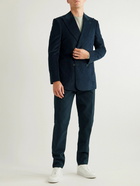 Richard James - Slim-Fit Double-Breasted Cotton-Needlecord Suit Jacket - Blue