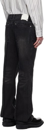 C2H4 Black Stagger Streamline Arch Raw Edge Jeans