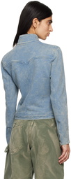 OPEN YY Blue Faded Biker Jacket