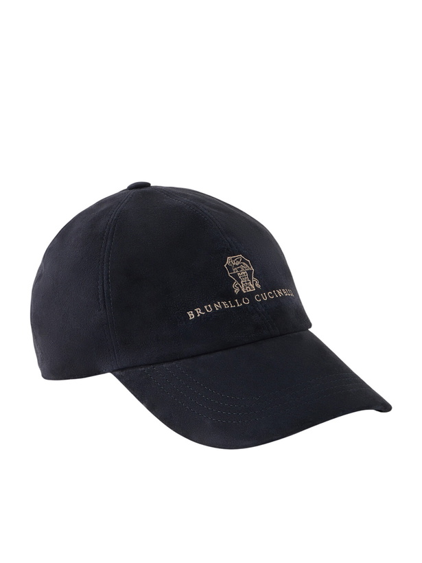 Photo: Brunello Cucinelli - Logo-Embroidered Suede Cap - Blue