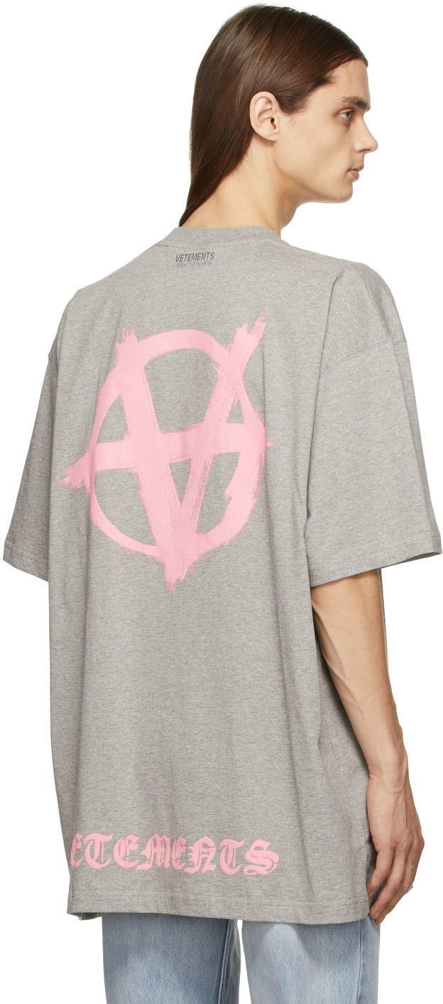 VETEMENTS Grey Double Anarchy T-Shirt Vetements